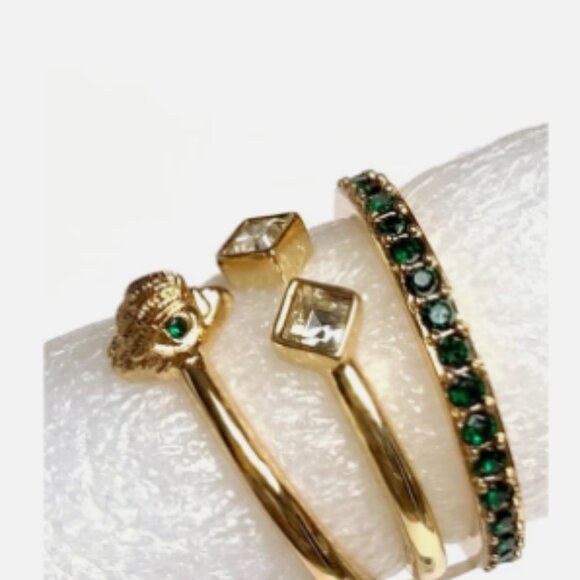 KURT GEIGER LONDON Set of 3 Crystal Eagle Stackable Rings SIZE 8 - Picture 4 of 8